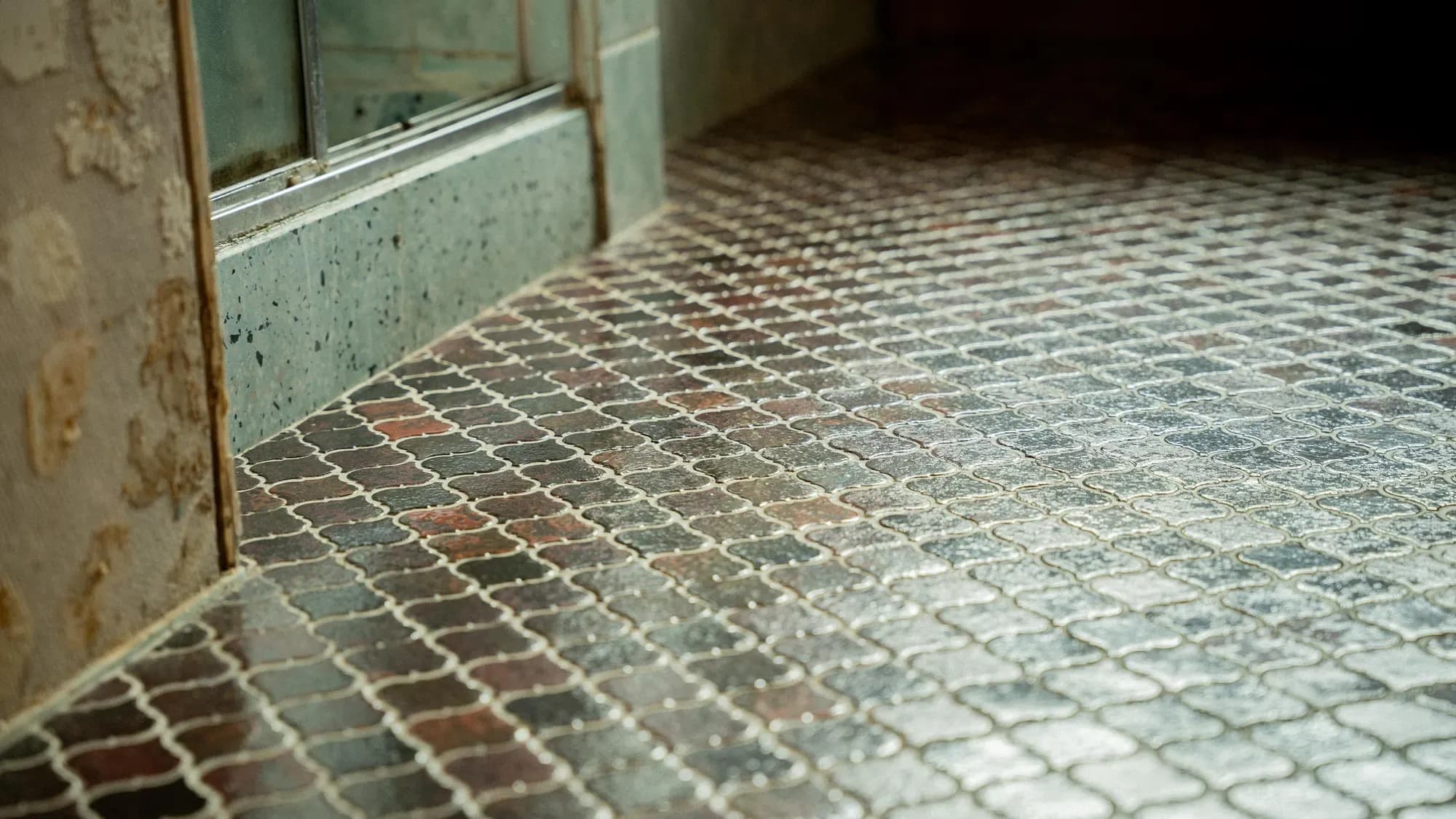 Brick paving running along the side of the house